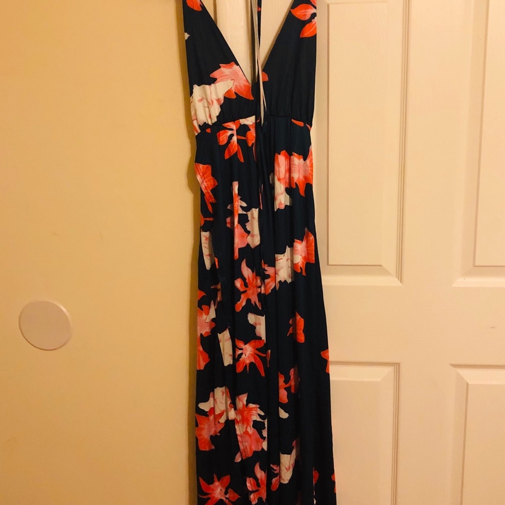 Blue Flower Patterned Swimsuit Cover